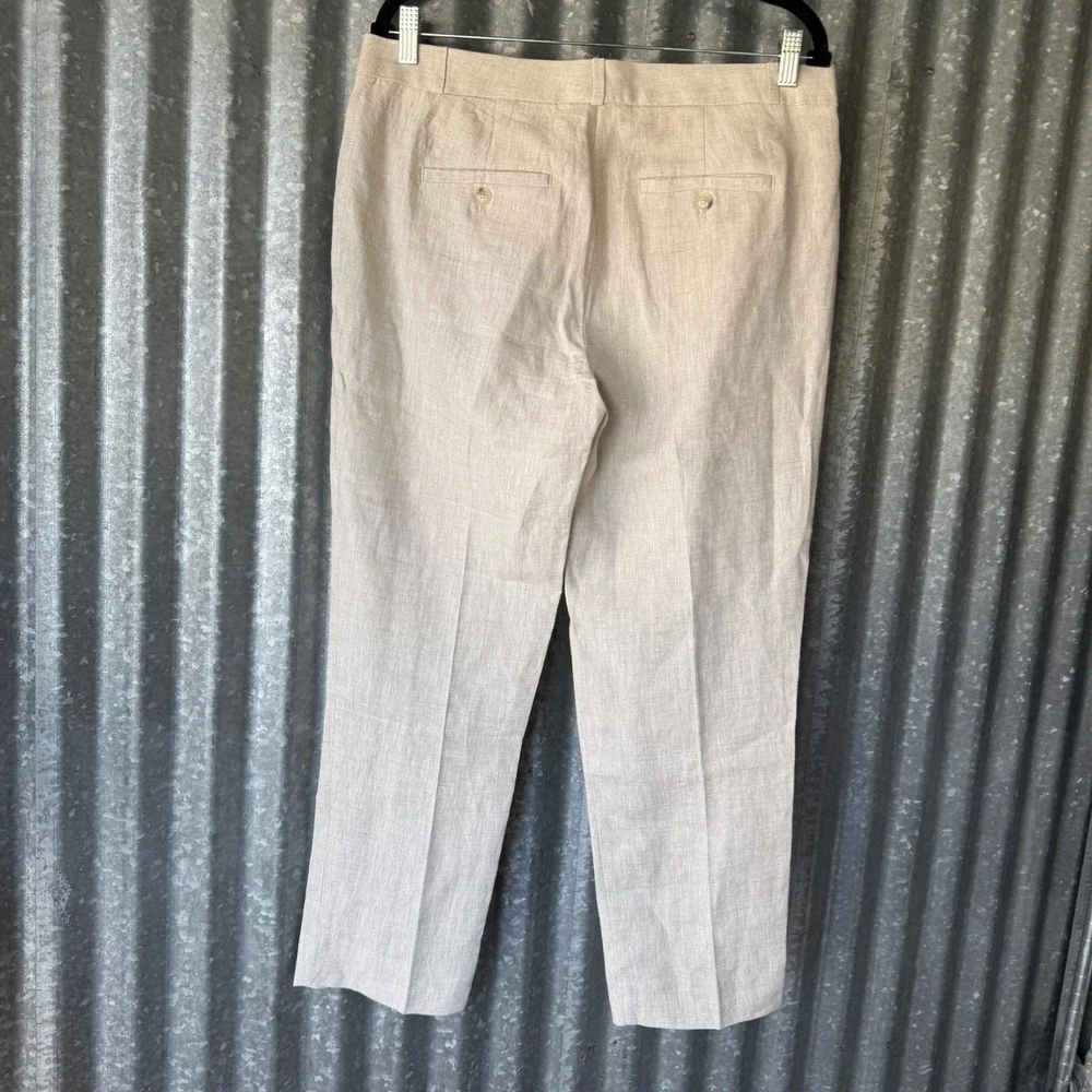 Banana Republic Avery Linen Pants Womens 8 Beige Straight Leg Trousers Neutral